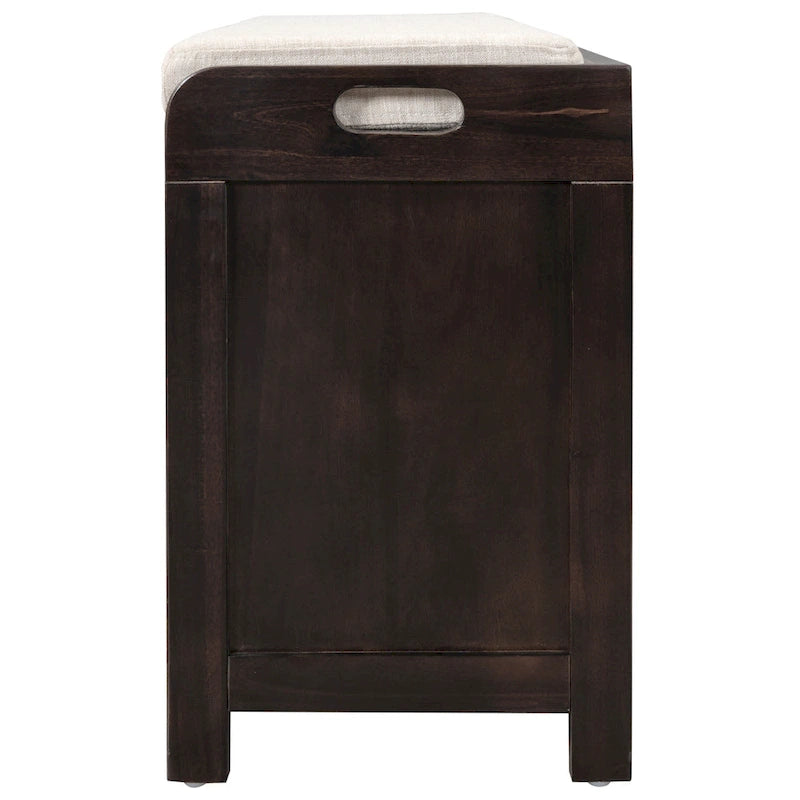 Espresso / Oak / White / Blue Cushioned Storage Bench with 2 Drawers & Basket – 1 Person