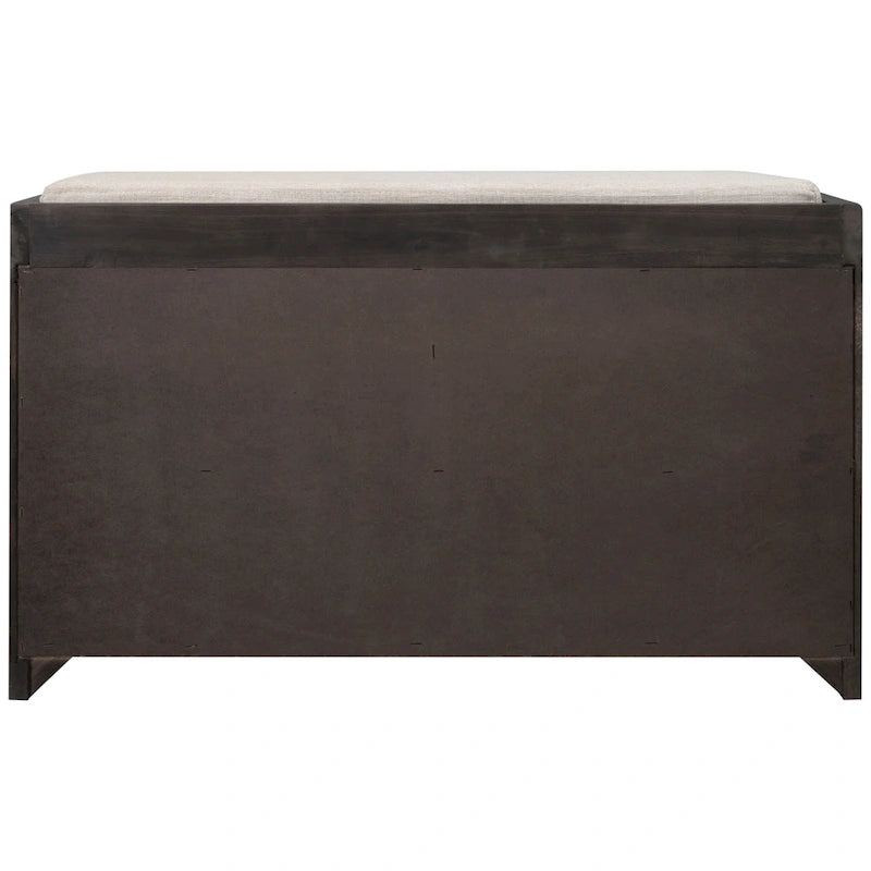 Espresso / Oak / White / Blue Cushioned Storage Bench with 2 Drawers & Basket – 1 Person
