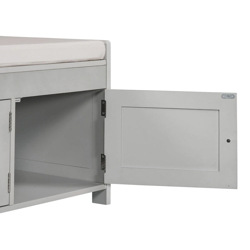 Rustic Shutter-Door Storage Bench – Grey Wash / Antique Navy / White / Espresso – Seats 2