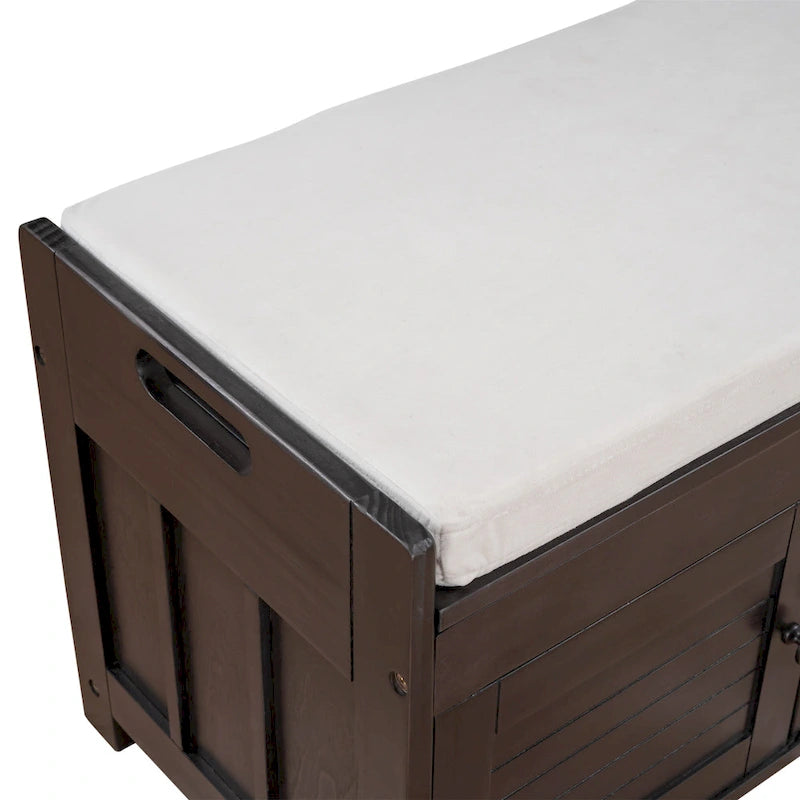 Rustic Shutter-Door Storage Bench – Grey Wash / Antique Navy / White / Espresso – Seats 2