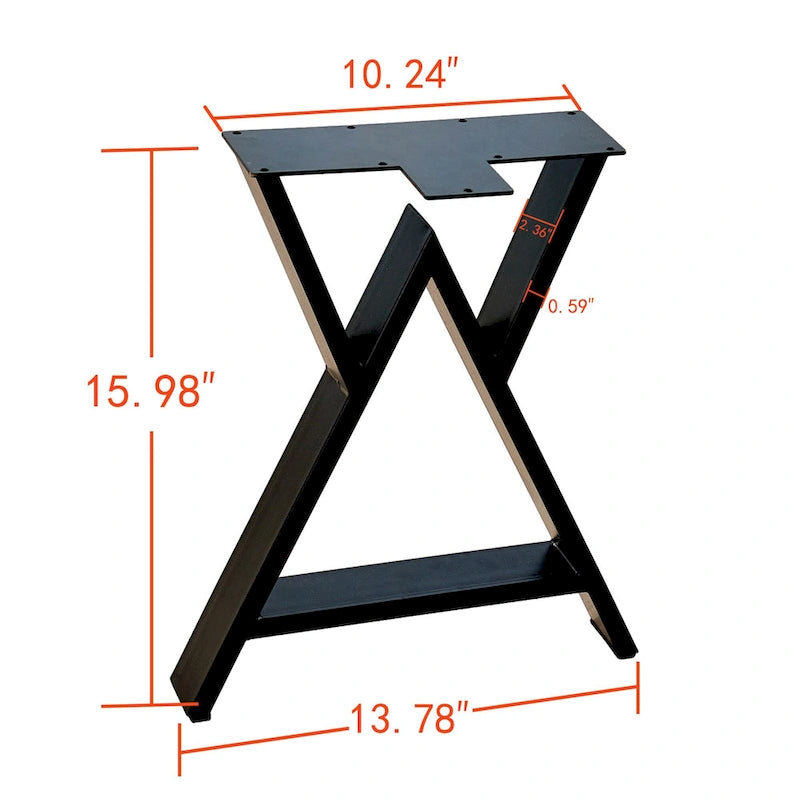 Black W-Type Rectangular Table Legs, Heavy Duty, Set of 4