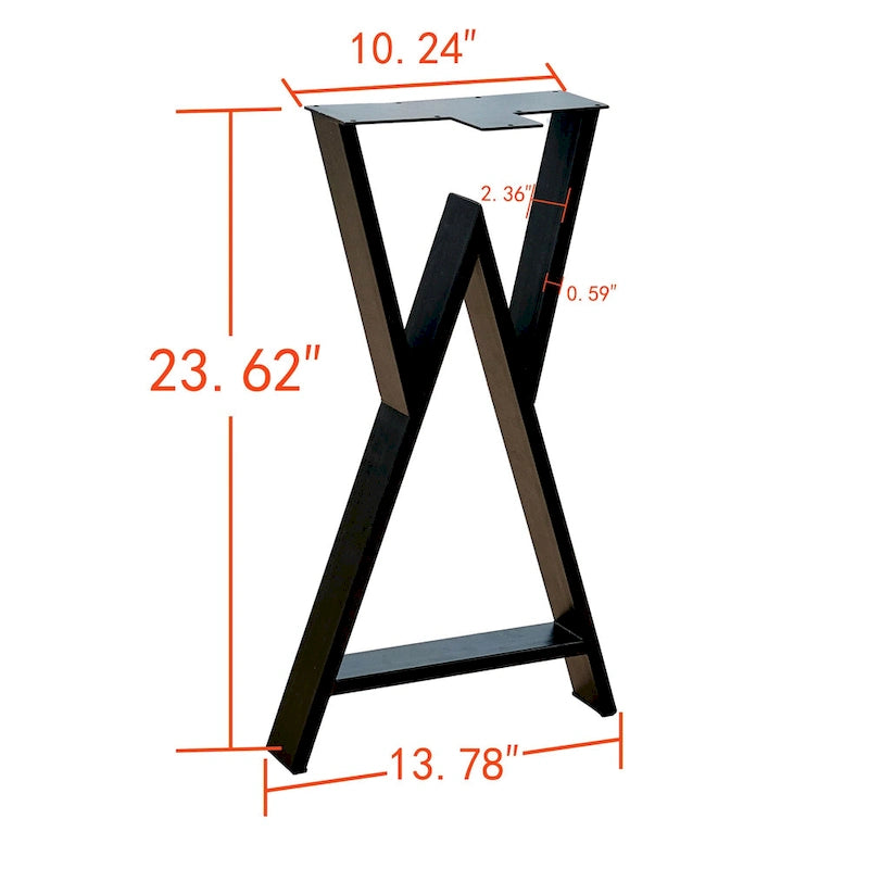 Black W-Type Rectangular Table Legs, Heavy Duty, Set of 4