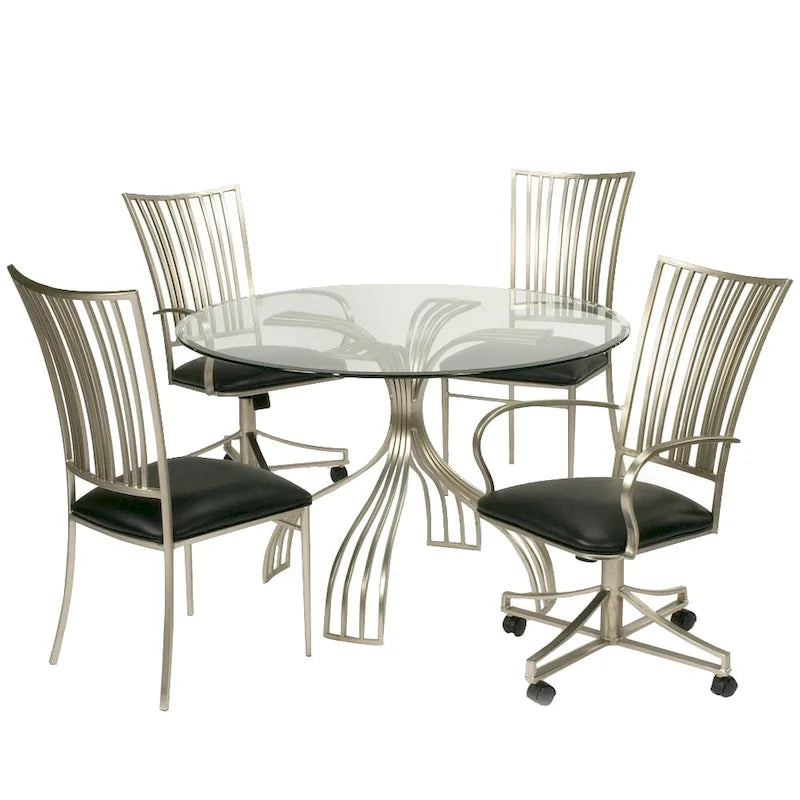 Round Glass Dining Table, Silver, Seats 4 – 48"