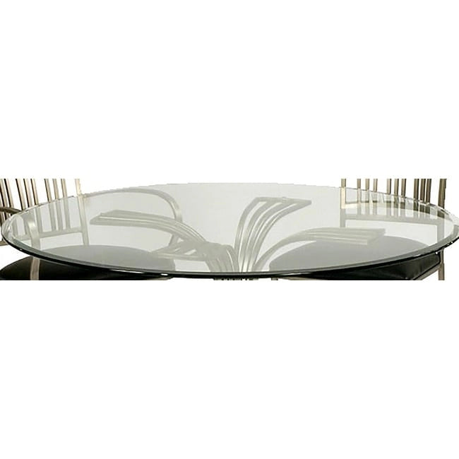 Round Glass Dining Table, Silver, Seats 4 – 48"