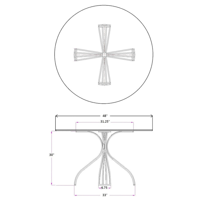 Round Glass Dining Table, Silver, Seats 4 – 48"