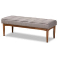 Mid-Century Dining Bench – Grey / Dark Brown / Tan, Seats 2