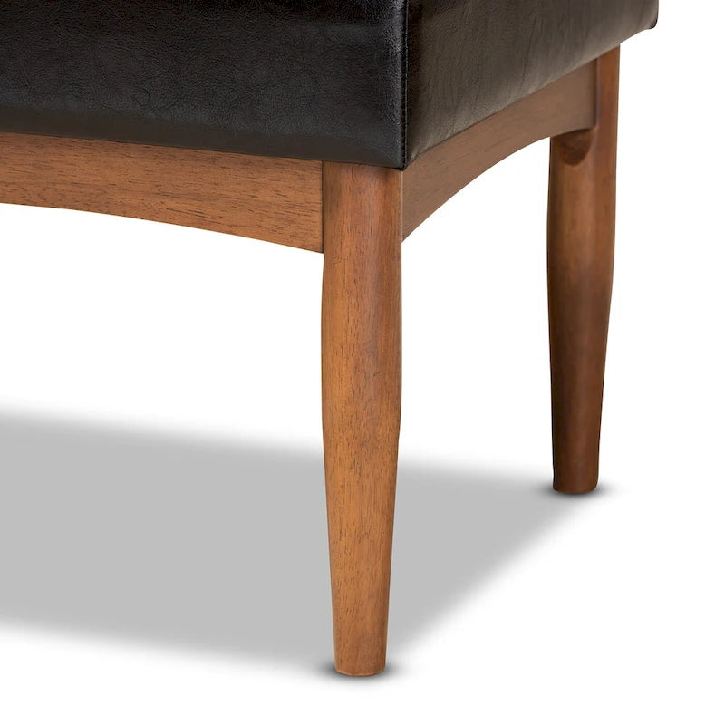 Mid-Century Dining Bench – Grey / Dark Brown / Tan, Seats 2