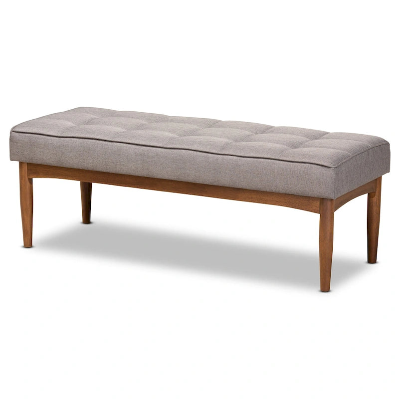 Mid-Century Dining Bench – Grey / Dark Brown / Tan, Seats 2