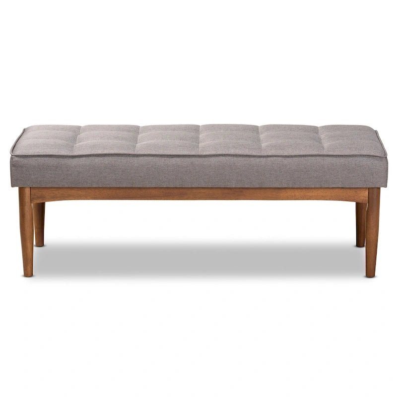 Mid-Century Dining Bench – Grey / Dark Brown / Tan, Seats 2
