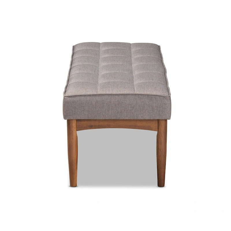 Mid-Century Dining Bench – Grey / Dark Brown / Tan, Seats 2