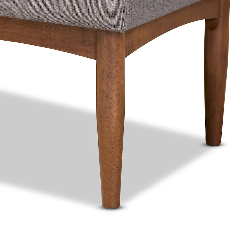Mid-Century Dining Bench – Grey / Dark Brown / Tan, Seats 2
