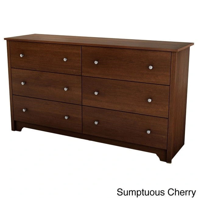 6-Drawer Double Dresser | Soft Gray, Pure Black, Pure White, Chocolate, Cherry | For 2