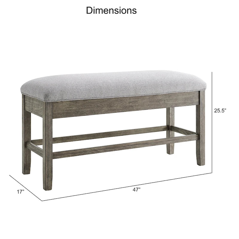 Driftwood Counter Storage Bench, Single, Backless