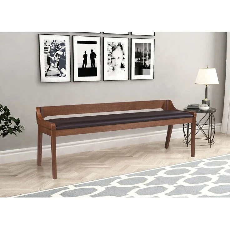 Brown / Black Upholstered Dining Bench – Seats 2