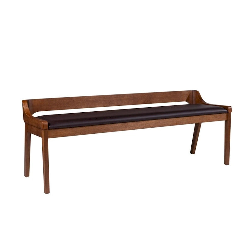 Brown / Black Upholstered Dining Bench – Seats 2