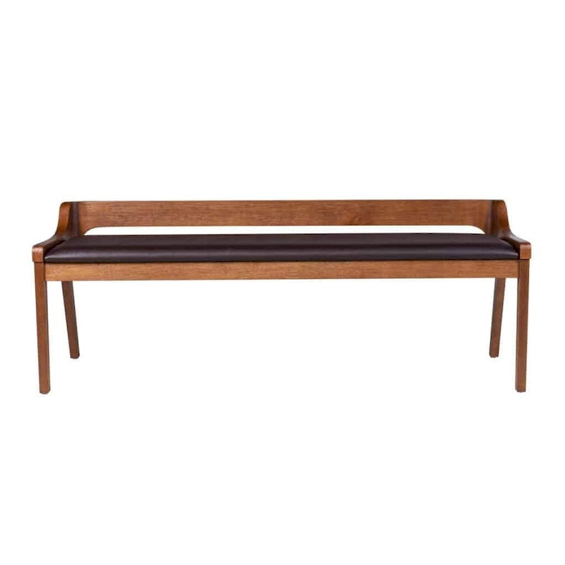 Brown / Black Upholstered Dining Bench – Seats 2