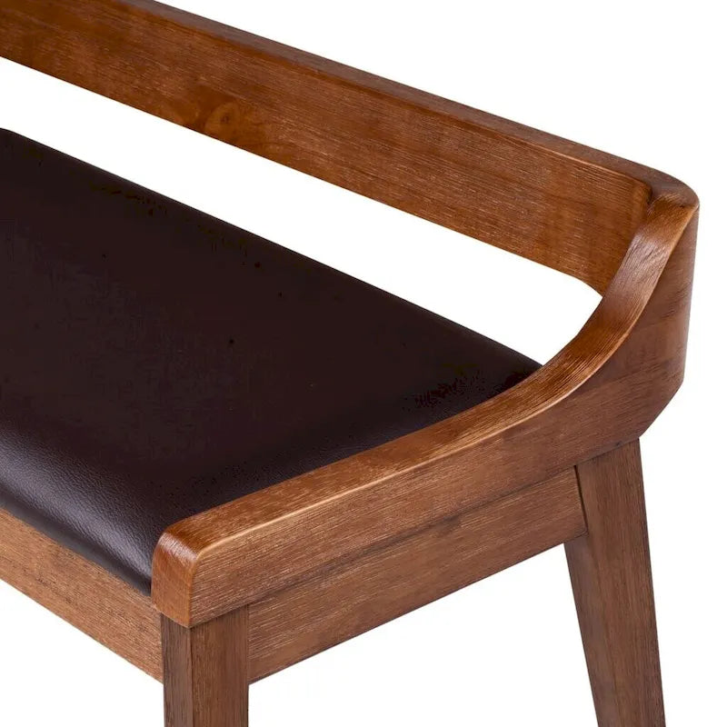 Brown / Black Upholstered Dining Bench – Seats 2