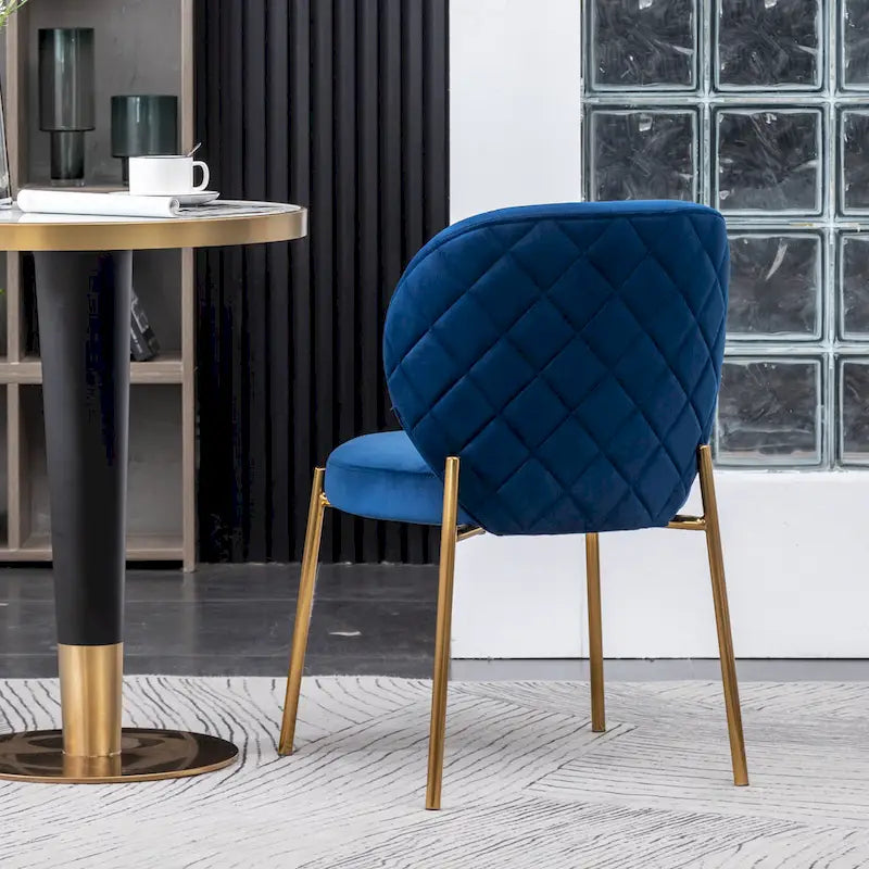 White Round Dining Table & 2 Velvet Chairs, 3-Piece Set – Blue / Green / Yellow