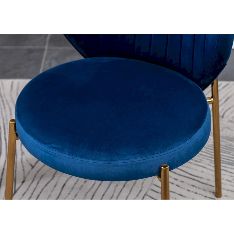 White Round Dining Table & 2 Velvet Chairs, 3-Piece Set – Blue / Green / Yellow