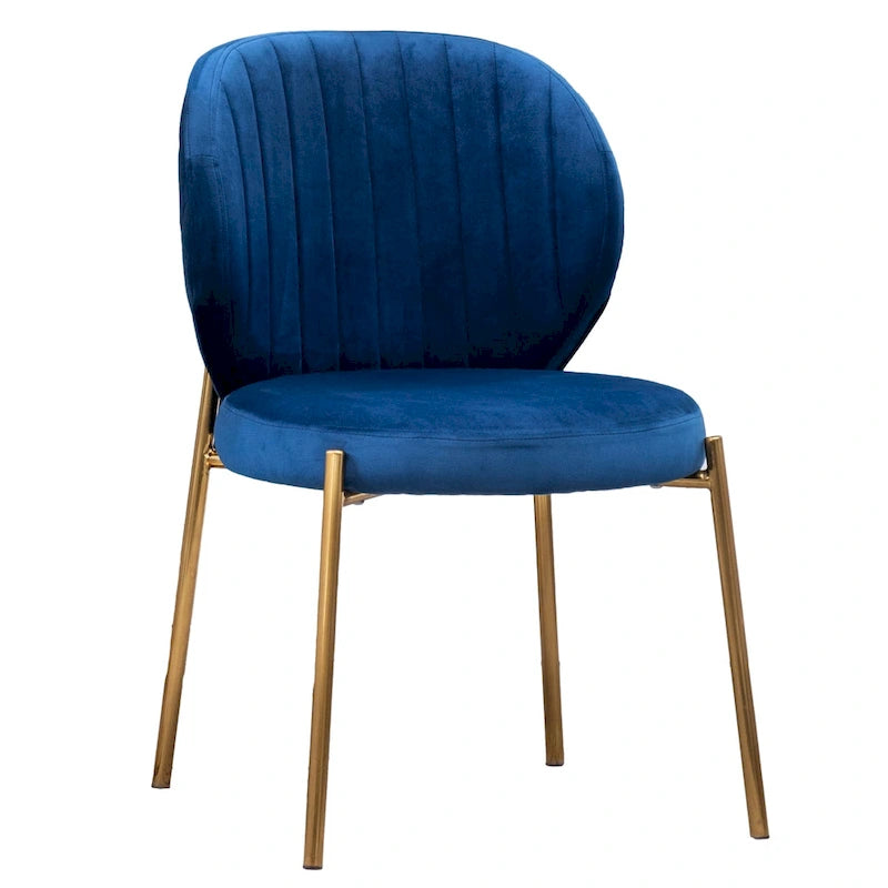 White Round Dining Table & 2 Velvet Chairs, 3-Piece Set – Blue / Green / Yellow