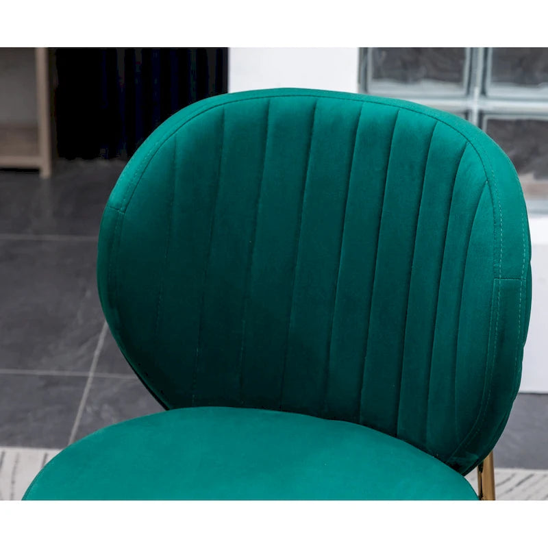White Round Dining Table & 2 Velvet Chairs, 3-Piece Set – Blue / Green / Yellow