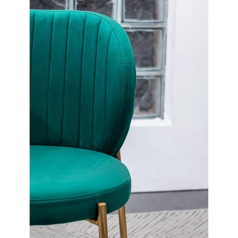 White Round Dining Table & 2 Velvet Chairs, 3-Piece Set – Blue / Green / Yellow