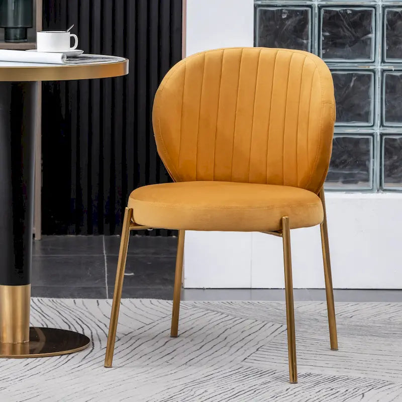 White Round Dining Table & 2 Velvet Chairs, 3-Piece Set – Blue / Green / Yellow