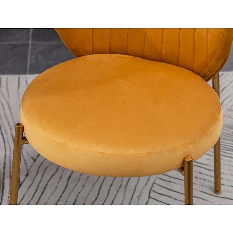 White Round Dining Table & 2 Velvet Chairs, 3-Piece Set – Blue / Green / Yellow