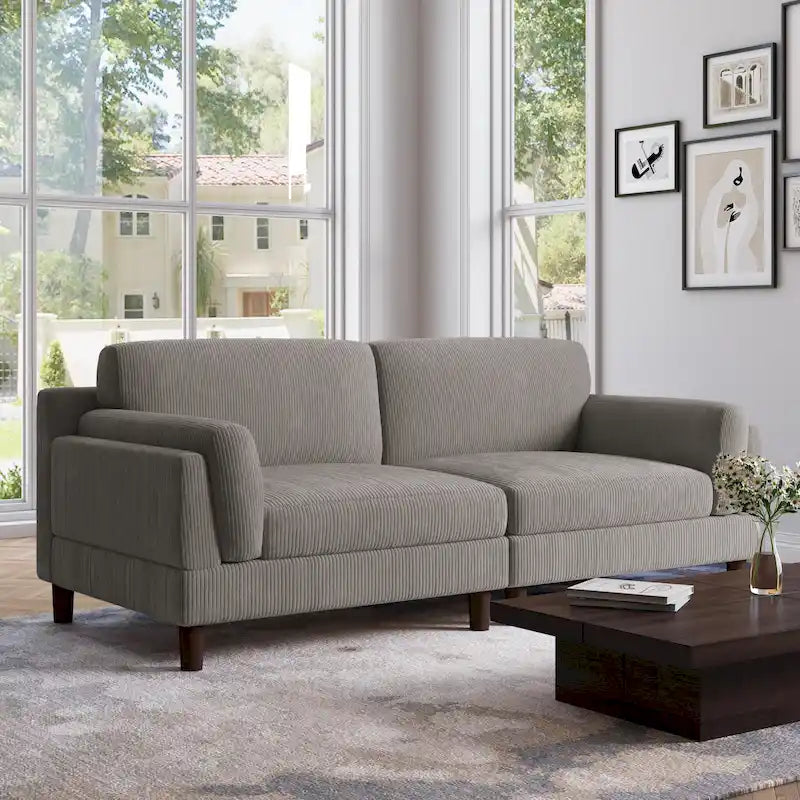 Corduroy 2-Seater Sofa | Orange / Gray / Green / Beige / Light Grey