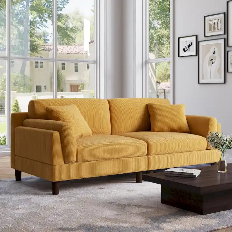 Corduroy 2-Seater Sofa | Orange / Gray / Green / Beige / Light Grey
