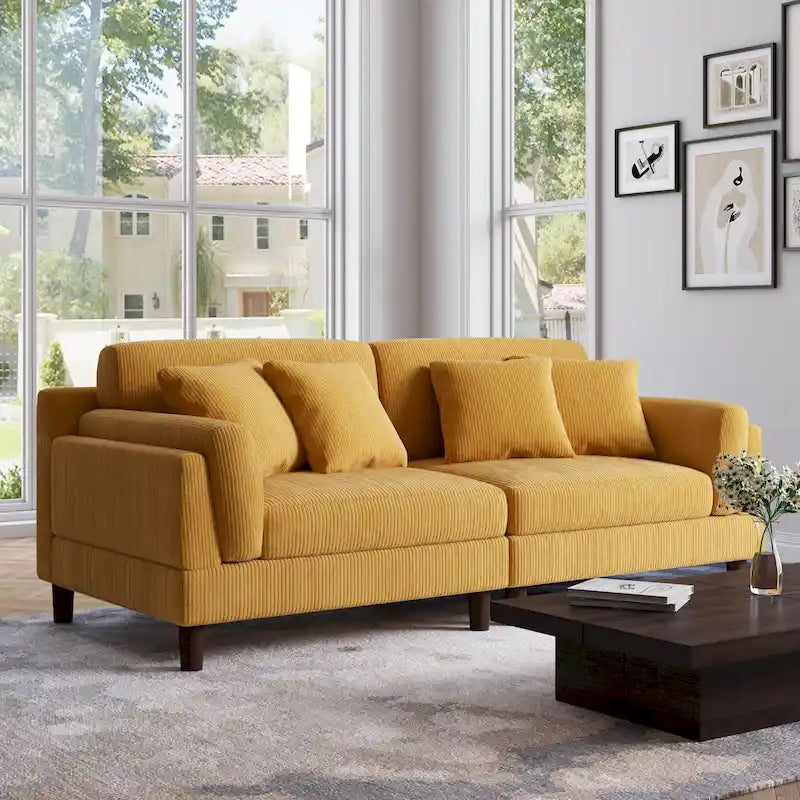 Corduroy 2-Seater Sofa | Orange / Gray / Green / Beige / Light Grey
