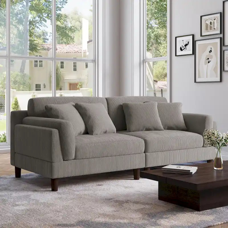 Corduroy 2-Seater Sofa | Orange / Gray / Green / Beige / Light Grey