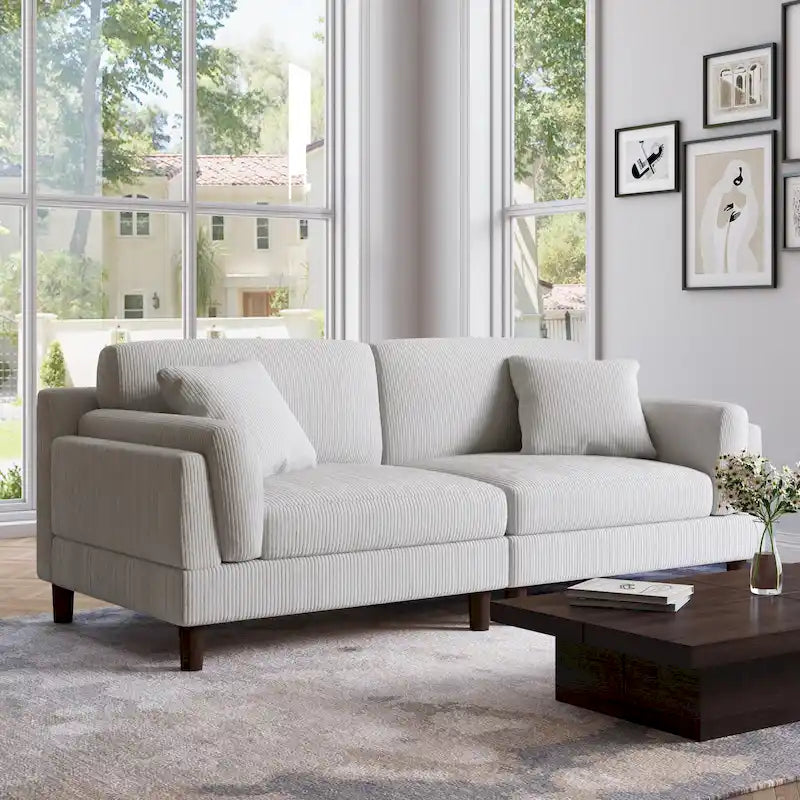 Corduroy 2-Seater Sofa | Orange / Gray / Green / Beige / Light Grey