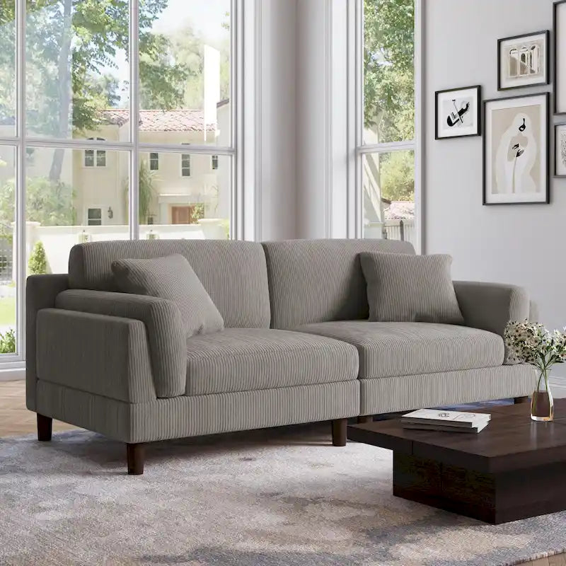 Corduroy 2-Seater Sofa | Orange / Gray / Green / Beige / Light Grey