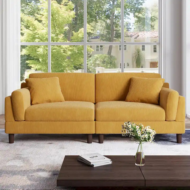 Corduroy 2-Seater Sofa | Orange / Gray / Green / Beige / Light Grey