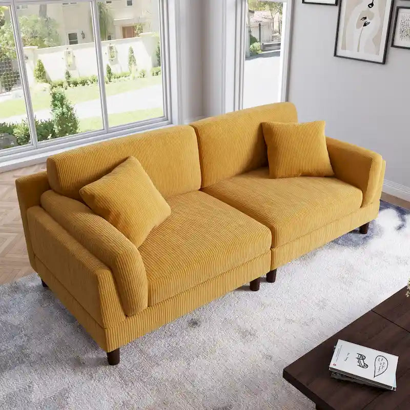 Corduroy 2-Seater Sofa | Orange / Gray / Green / Beige / Light Grey