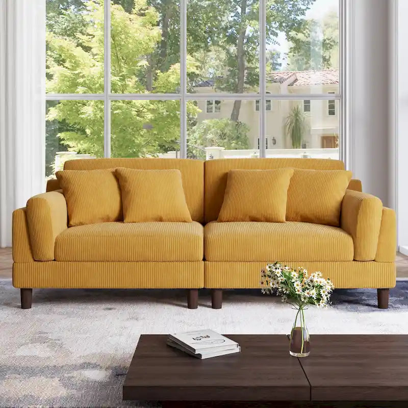 Corduroy 2-Seater Sofa | Orange / Gray / Green / Beige / Light Grey