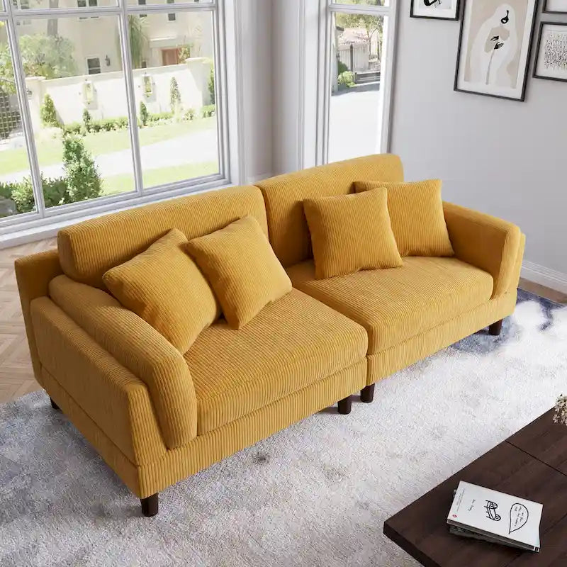 Corduroy 2-Seater Sofa | Orange / Gray / Green / Beige / Light Grey