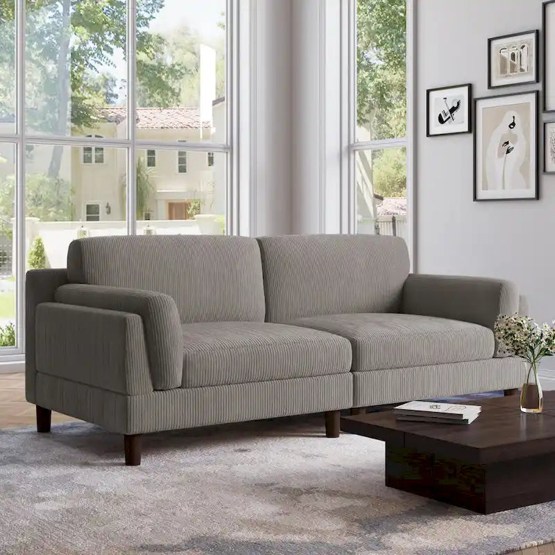 Corduroy 2-Seater Sofa | Orange / Gray / Green / Beige / Light Grey