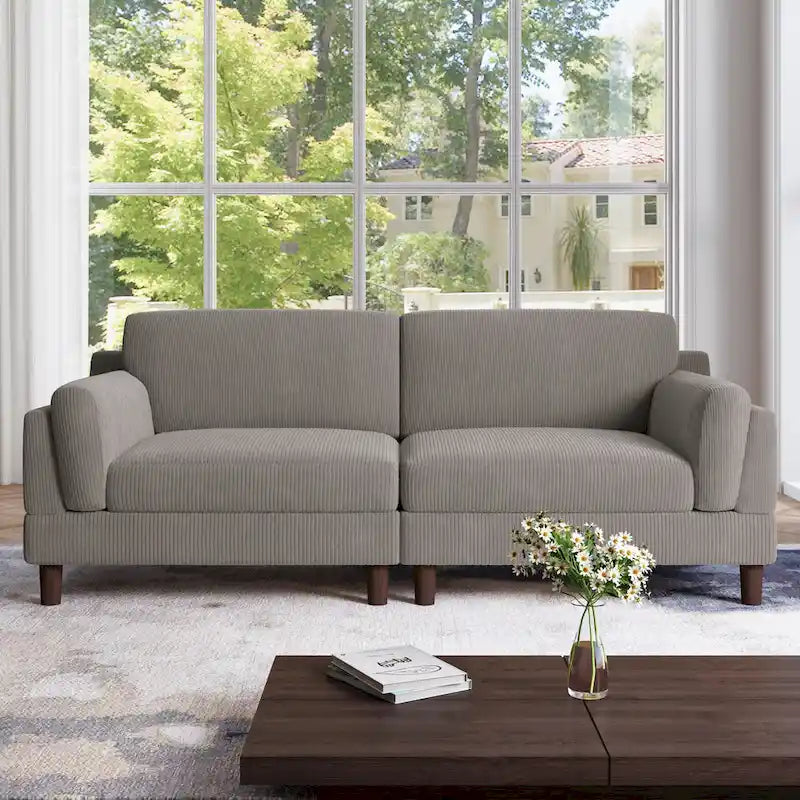 Corduroy 2-Seater Sofa | Orange / Gray / Green / Beige / Light Grey