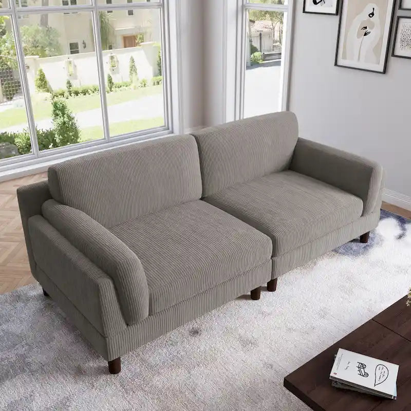 Corduroy 2-Seater Sofa | Orange / Gray / Green / Beige / Light Grey
