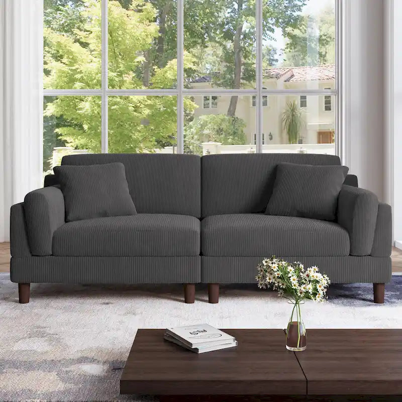 Corduroy 2-Seater Sofa | Orange / Gray / Green / Beige / Light Grey