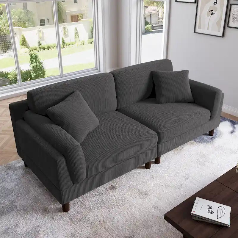 Corduroy 2-Seater Sofa | Orange / Gray / Green / Beige / Light Grey