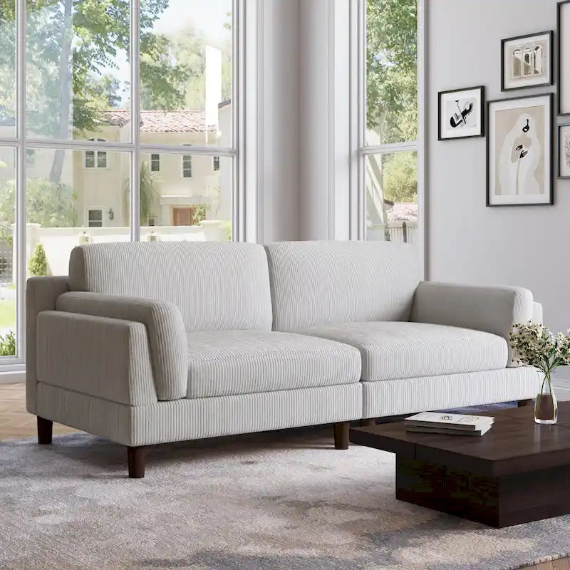 Corduroy 2-Seater Sofa | Orange / Gray / Green / Beige / Light Grey