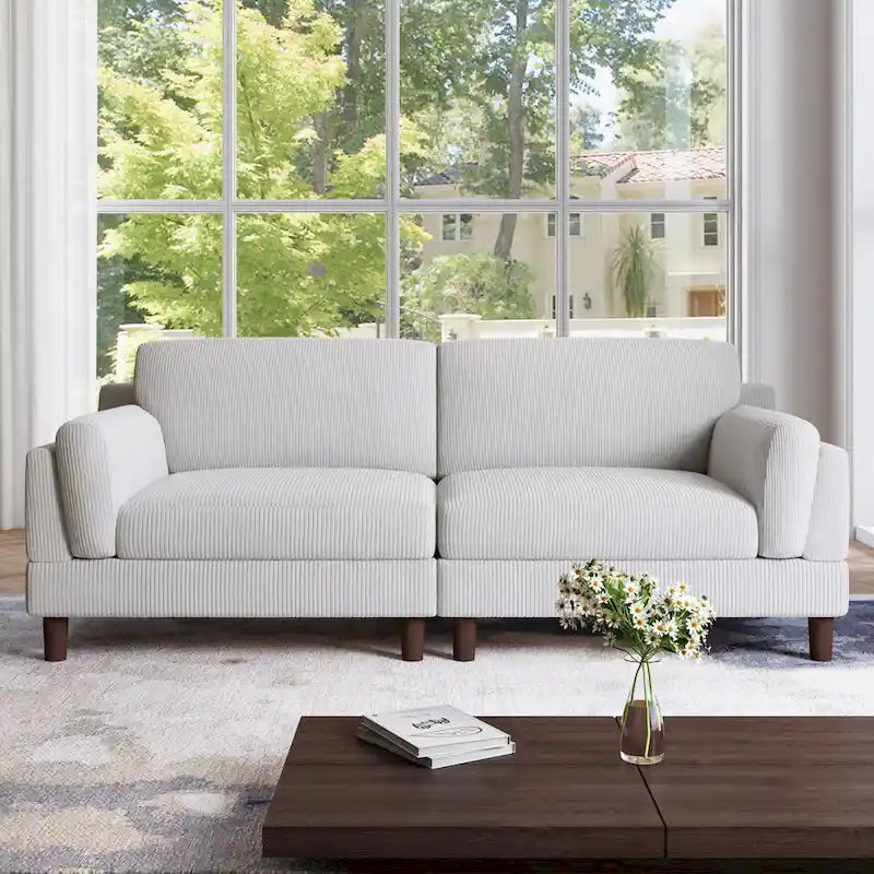 Corduroy 2-Seater Sofa | Orange / Gray / Green / Beige / Light Grey