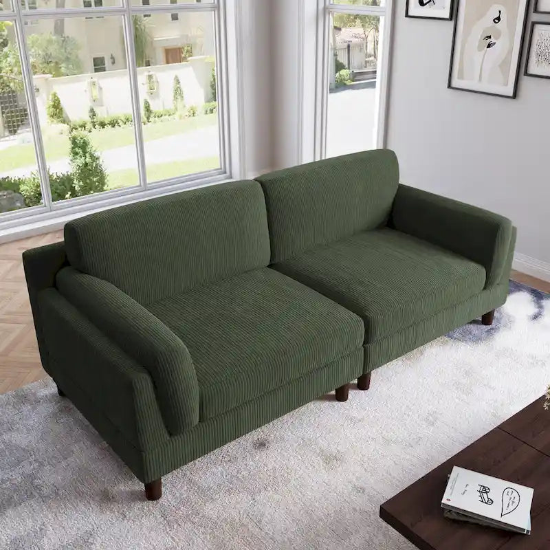 Corduroy 2-Seater Sofa | Orange / Gray / Green / Beige / Light Grey