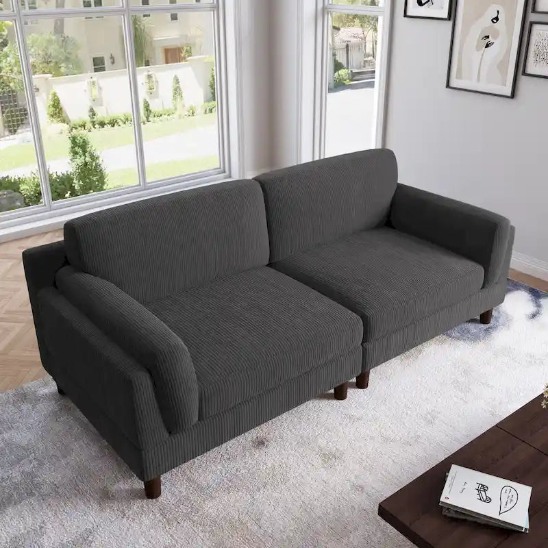 Corduroy 2-Seater Sofa | Orange / Gray / Green / Beige / Light Grey