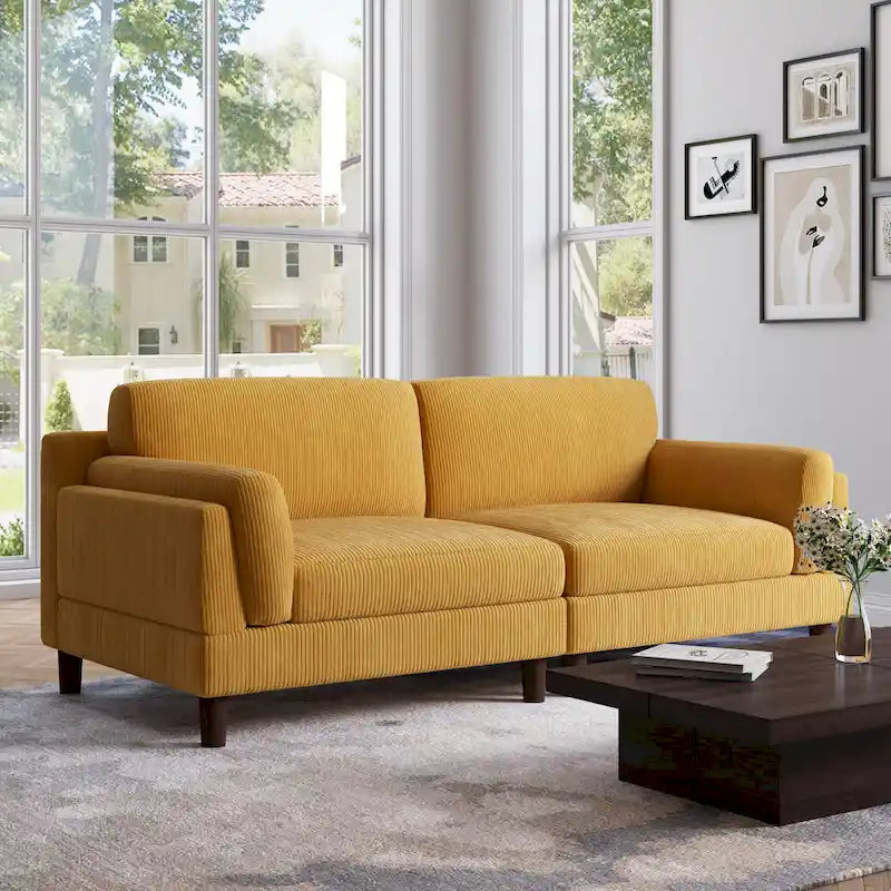 Corduroy 2-Seater Sofa | Orange / Gray / Green / Beige / Light Grey