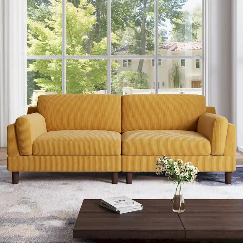Corduroy 2-Seater Sofa | Orange / Gray / Green / Beige / Light Grey