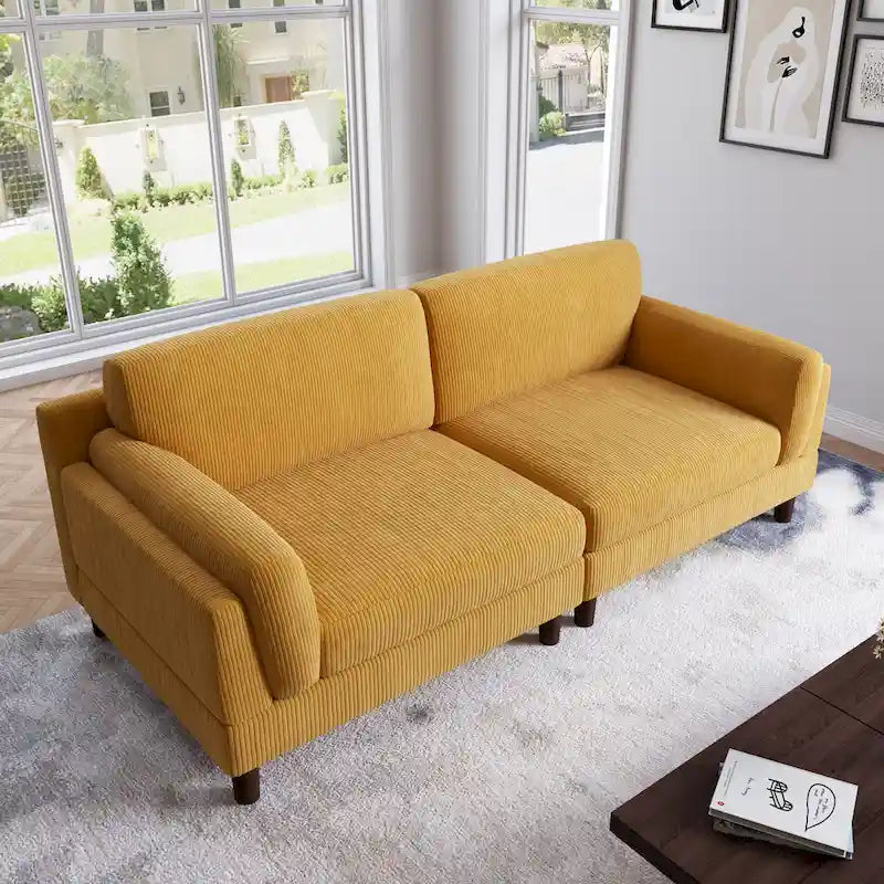 Corduroy 2-Seater Sofa | Orange / Gray / Green / Beige / Light Grey